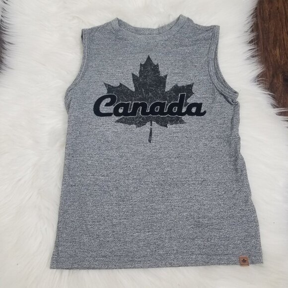 Canada NEW Gray Graphic 100% Cotton Boys Kids Tank Top Shirt NWT Sz Large 10/12 - Picture 9 of 11